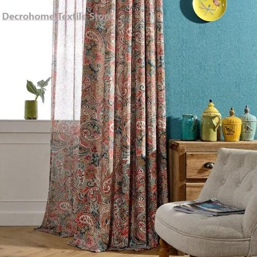 Modern Simple Chinese-Style Polyester-Cotton Printed Jacquard Curtains for Living Room for Bedroom Morden Tulle Blackout