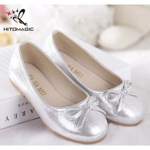 HITOMAGIC Girls Shoes Princess Girls Toddler Shoes For Girl Leather Glitter Flats Summer Footwear Wedding Children Moccasins