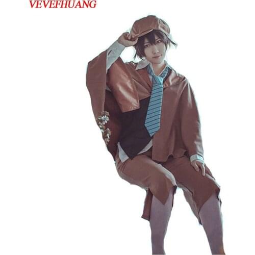 VEVEFHUANG Anime Bungo Stray Dogs Detective Ranpo Edogawa Cosplay Costumes Vest & Cloak & Pants & Tie & Hat Uniform Suit Outfit