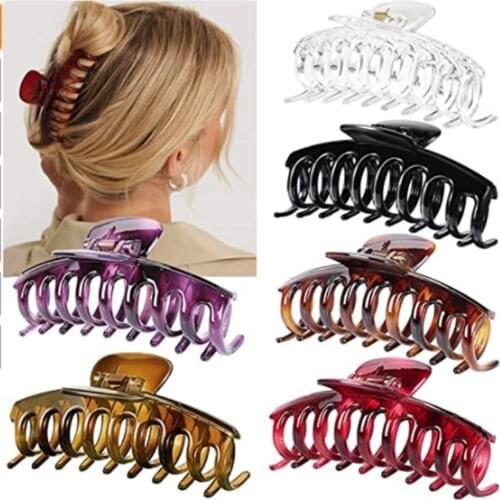 6Pcs/Set Sale Solid Color Claw Clip Large Barrette Crab Hair Claws Bath Clip Ponytail Clip For Women Girls Hair Accessories Gift