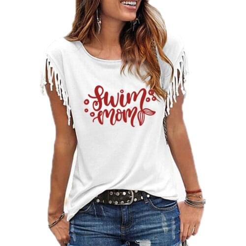 Swim Mom Print Women Tshirt Cotton Hipster Funny T-Shirt Gift Top Tee