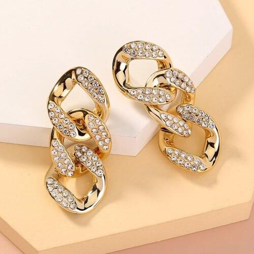 2020 New Women Fashion Metal Rhinestone Earrings Chain Tassel Dangle Earrings for Women Jewelry Gifts