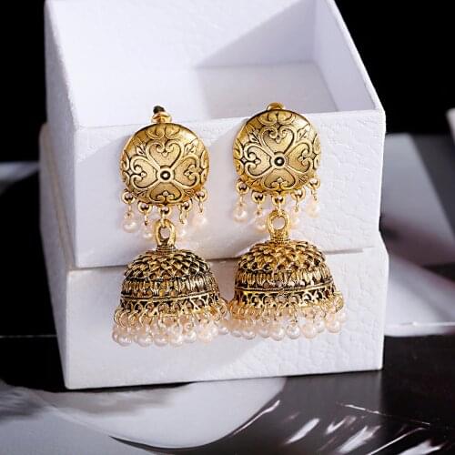 Gold/Silver Plated Boho Bohemian Coin Drop Gypsy Earrings For Women Indian Jhumka Vintage/Dangle Earring Pearl Bells Pendientes