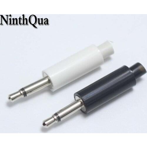 2pcs 2.5mm 2Pole mono headset plug with Tail 2.5 audio plug Jack Adaptor connector for phone white and black