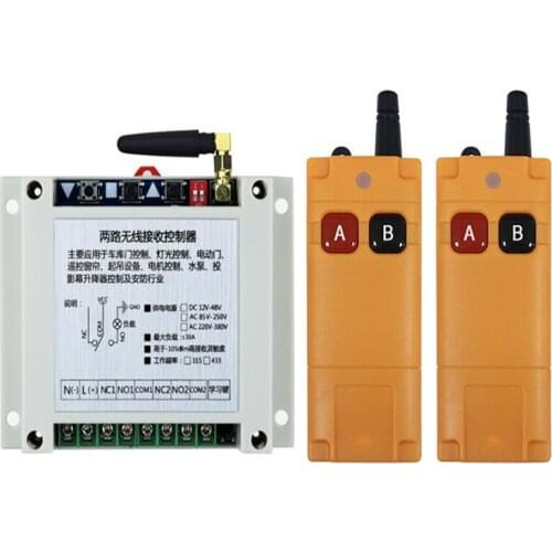 2000m DC12V 24V 36V 48V 2CH Wireless Remote Control LED Light Switch Relay Output Radio RF Transmitter And 315/433 MHz Receiver