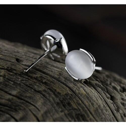 2018 Sale Promotion Earings Fashion Jewelry 100% 925 Pure Silver Ornaments Contracted Cats Eye Earrings Inheriting