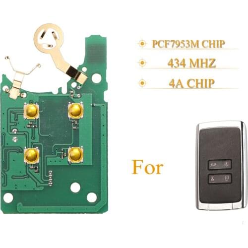 Kutery 4 Buttons Remote Key Circuit Board 434Mhz 4A pcf7953M For Renault Megane 4