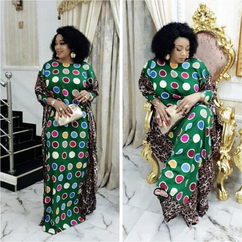 Abayas African Dresses for Women Dot Print Chiffon Patchwork Festa Dubai Turkish Kaftan Islamic Clothing Muslim Dress