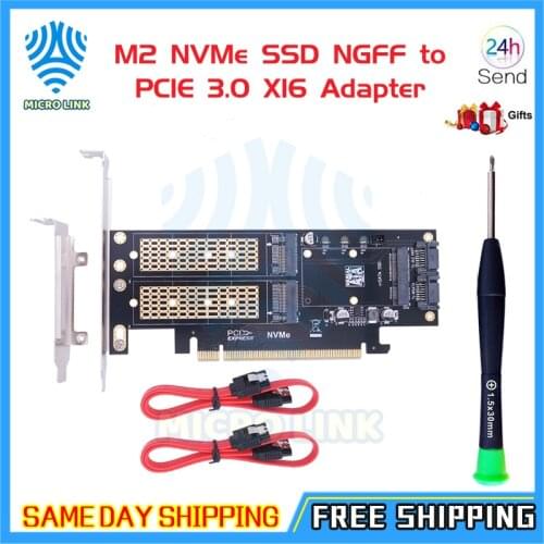 M2 NVMe SSD NGFF to PCIE 3.0 X16 Adapter M Key B Key mSATA PCI Express 3.0 M.2 NVME SSD M2 SATA SSD mSATA 3 in 1 Converter Riser