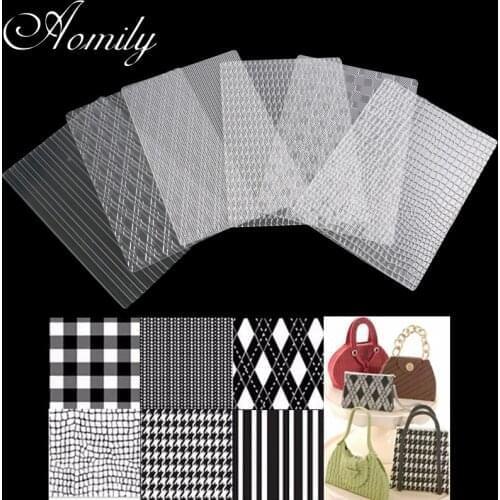 Aomily 6Pcs/Set Lattice Handbag Stripe Fondant Cake Molds Transparent Plastic Textured Sugar Crafts Sheet DIY Home Baking Tools