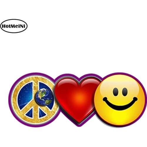 HotMeiNi Car Styling World Peace Love Happy Decal Car Sticker JDM Window Truck Laptop Waterproof Bumper Accessories 13cmx5.2cm