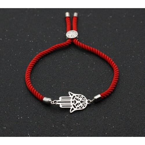 Cute Bear Stainless Steel Charm Bracelets Bangles For Men Women Lucky Red Thread Rope Strings Adjustable Couples Jewelry Gift