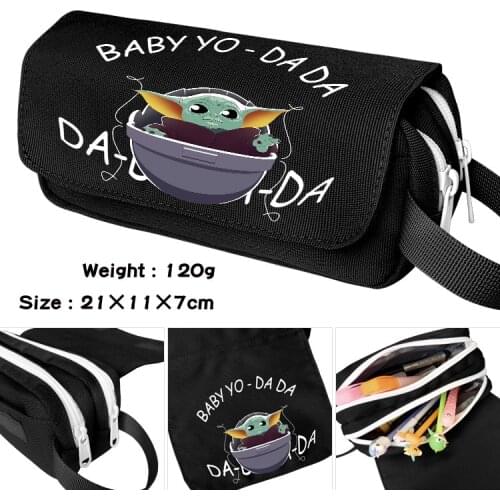 Disney Baby Yoda Kids Superheroes 3D Pencil Case Movie Canvas Stretch Double Layer Large Capacity Pencil Box School Stationery