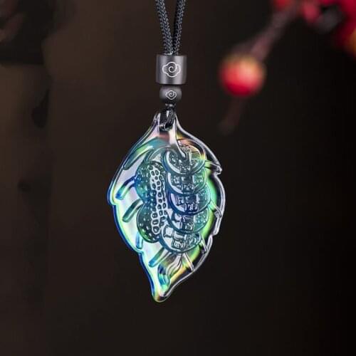 Temperature Sensing leaf pixiu Jade Pendant Necklace Fashion Charm Jewellery Carved Amulet Gifts for Women Men Bring Good Luck