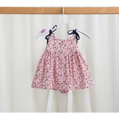 Baby Dress Floral Sleeveless Party Dresses For Girls Cotton Bebe Dress Kids Princess Dress Summer Costumes 0-2 Years 2 color
