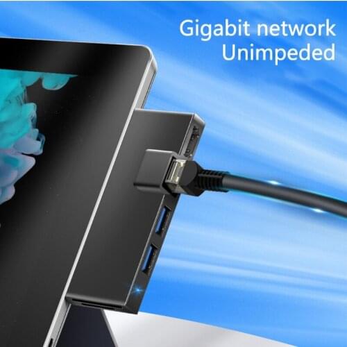 USB Adapter Docking Station 6 in1 Hub USB3.1 Gen1 4K HDMI-Compatible Rj45 for Surface Pro 4/5/6 Adapter with SD TF Slots