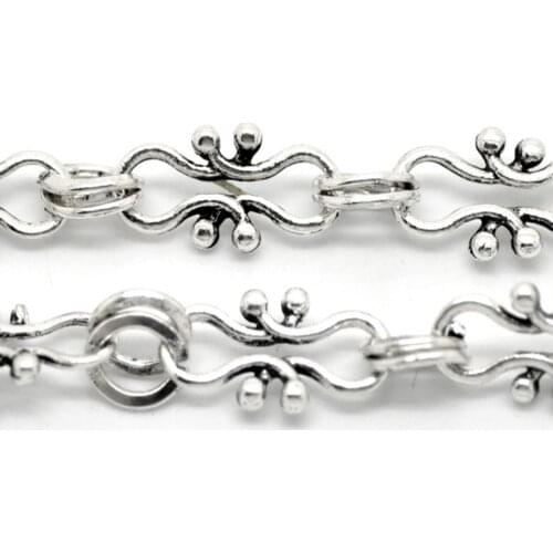 DoreenBeads Hanmade Link Chain Findings Kiss Clasp Shape Antique Silver Color Metal Chains DIY Necklace Bracelets Jewelry,1PC