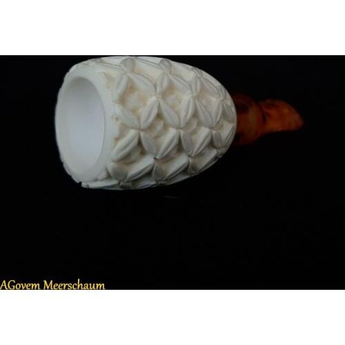 Handcarved AGovem Meerschaum Cigar Holder Handmade Mouthpiece Tip Humidor Tobacco Case Vintage Box AGM-24