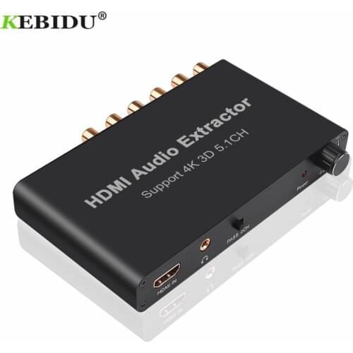KEBIDU 4K 3D 5.1CH Audio Extractor Decode Coaxial to RCA AC3/DST to 5.1 Amplifier Analog Converter for PS4 DVD Player HDTV