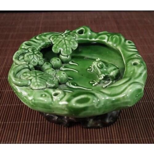 China glazed ceramic frog Pen wash crafts statue
