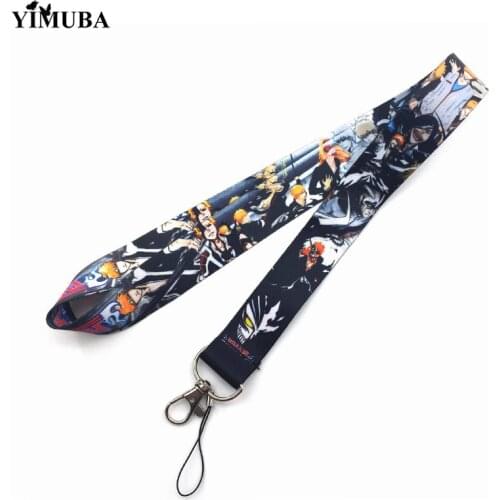 Classic Anime Bleach Lanyards Keychain Kurosaki Ichigo Cartoon Print Webbing Hang Rope USB Mobile Phone Neck Straps Kids Jewelry