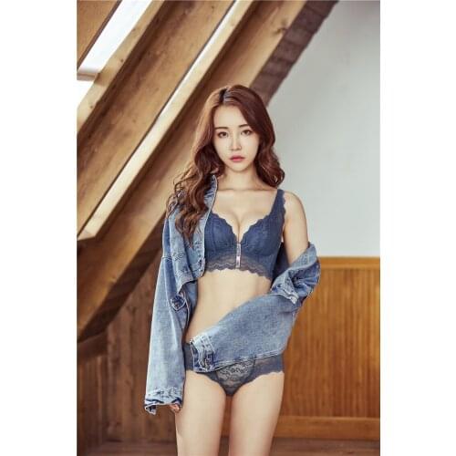 Underwear Set Sexy Lace Without Steel Ring Gathered Bra Comfortable Adjustable Bra Bra and Underwear Set Lingerie Femme