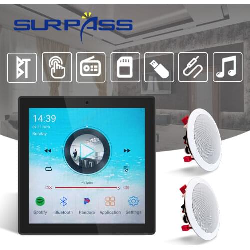 Mini Touch Screen In Wall Amplifier Bluetooth WiFi Android Smart Home Digital Fm Audio HiFi Stereo Sound PA Ceiling Speaker Kit