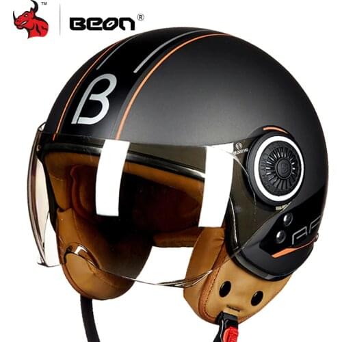 BEON Motorcycle Helmet Chopper 3/4 Open Face Vintage Moto Helmet Moto Casque Casco Capacete Men Women Scooter Motorbike Helmet