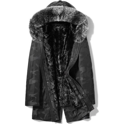 Mens Jacket Natrual Fur Parkas,fox Fur Collar&mink Fur Liner Thicked Hooded Jackets Men,fur Coat Men,X7189 Fox Fur Coat