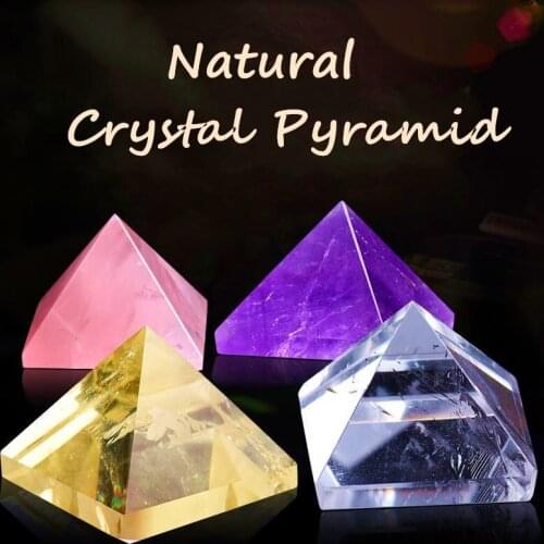 Natural White Crystal Amethyst Pink Crystal Citrine Fluorite Obsidian Pyramid Energy Stone Ornaments Home Office Decoration Gift