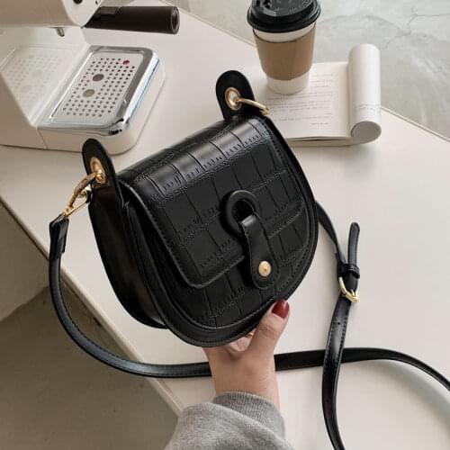 2021 New Quality PU Leather Womens Designer Handbag Shoulder Messenger Bag Vintage Solid Color Saddle Bag