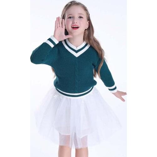 2-7T Infant Kids Baby Girl Knitted Sweaters Tops Striped Print Tops Long Sleeve Winter Warm Clothes Outfits