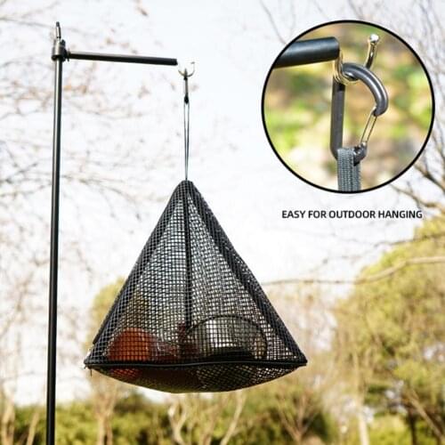 Outdoor camping multifunctional storage bag triangle drying net folding hanging storage bag camping mountaineering supplies