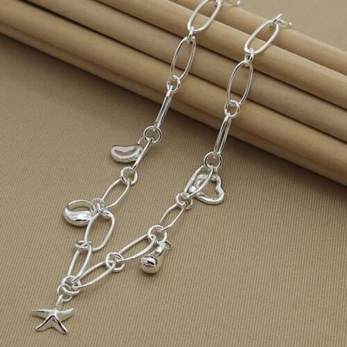 925 Silver Necklace Paper Clip Hanging Multi Pendant Treasure Pendant Necklace For Women Charm Jewelry Gifts