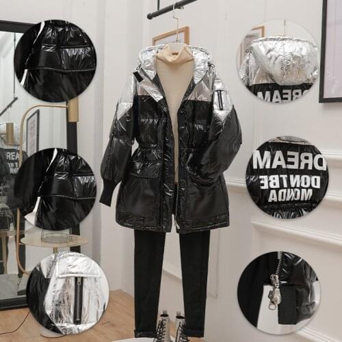 2021 Winter New Glossy Down Coats Parka Womens Casual Loose White Duck Down Parka Jacket Women Thicken Warm Hooded Down Jackets