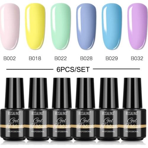 ROSALIND Gel Nail Polish Set Hybrid Varnishes UV LED Gel Semi Permanent Nails Soak Off Gel Lacquer Base Top Coat Manicure Kit