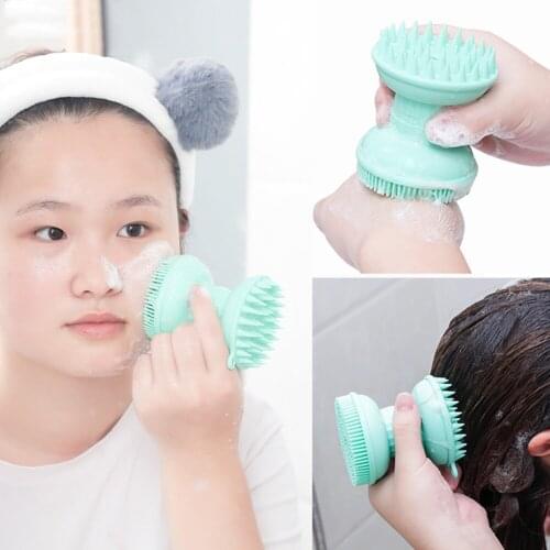 Facial Cleaning Brush Multi-Functional 3-in-1 Shampoo Scrub Bath And Face Brush Double-Ended Silicone Brush For Face Hair Body