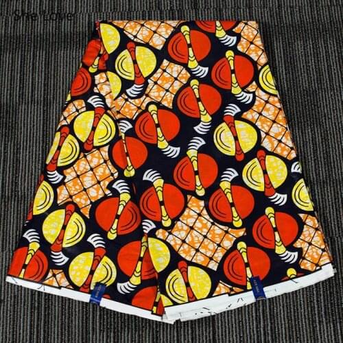 Chzimade 1Yard Small Lantern Printed African Wax Fabric 100% Polyester Ankara Binta Fabric For Women Party Dress Sewing Material