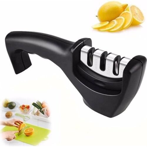 Knife Sharpener,Three Stages Diamond Ceramic Knife Sharpener Kitchen Gadget Household Sharpening Stone Handle Knives Tools