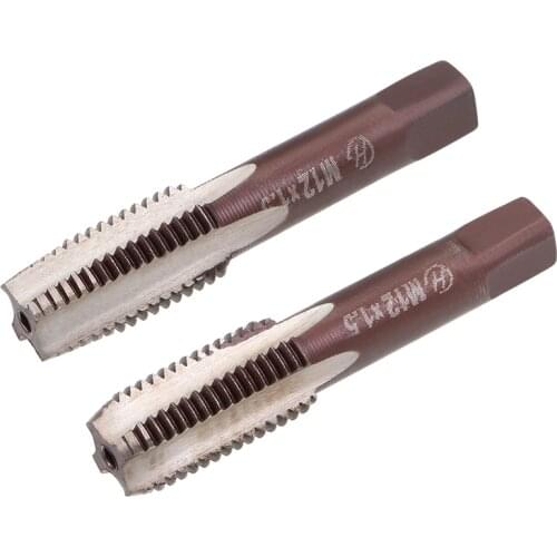 Uxcell Metric Hand Tap M12 Thread 1.5 Pitch 4 Straight Flutes H2 Alloy Tool Steel 1 Pair