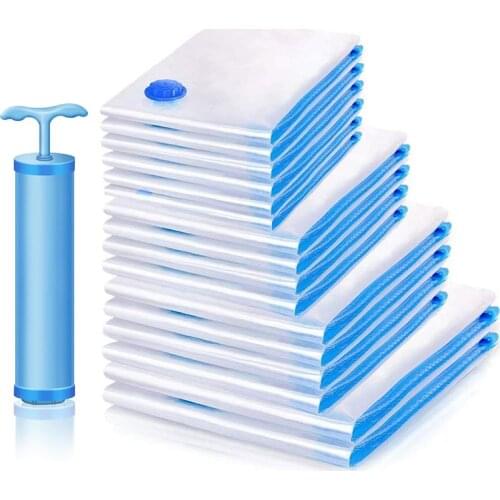 KONCO 1/5Pcs Vacuum Storage Bags for Clothes Storage Bag With Pump Vacume Pack Storage Bag Reusable Bags Double Zip Seal