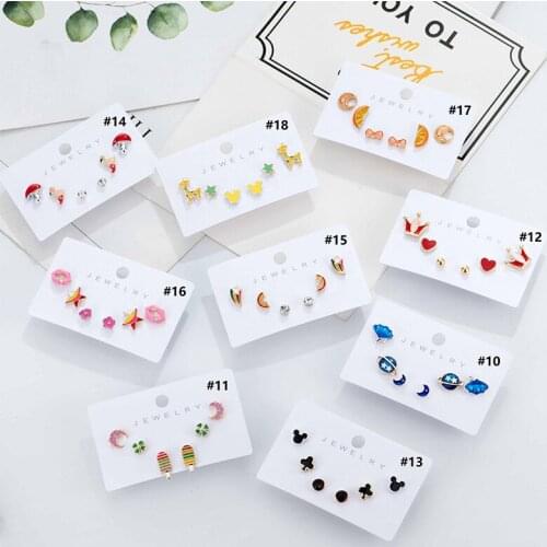 2020 new S925 silver needle female Earrings South Korea dongdamen net red small three piece simple set ear