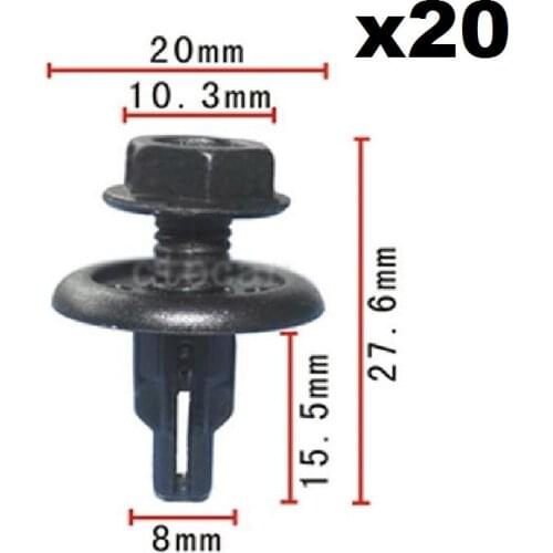 20pcs OEM Fastener Push-Type Splash Shield Retainer Clip For Honda Accord/CR-V/Civic / Integra 91516-SK7-013