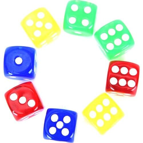 24Pcs 16MM Rounded Corners Playing Party Dices Four-Color Transparent Dice (Blue, Green, Yellow, Red All 6)