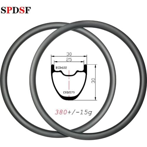 29er 380g MTB XC 30mm wide clincher tubeless disc mountain carbon rims 30×30mm 25mm inner UD 3K 12K matte glossy 24H 28H 32H 36H