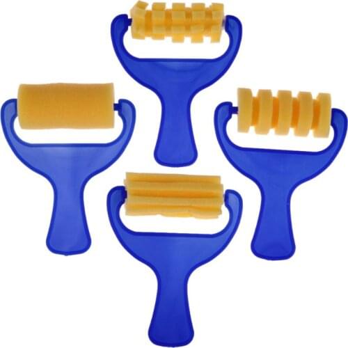 4Pcs/set Plastic Handle Sponge Brushes Painting Children Kids Painting Graffiti Toys Art Drawing Roller School Stationery Supply