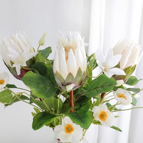 65CM Fake Big King Flower Indoor Decoration Artificial Silk Flowers Bouquet High Quality Diy House Home Wedding Decor Ins Style