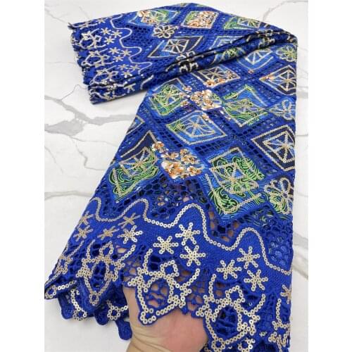 African Ankara Wax Lace Fabric 2021 High Quality Nigerian Cord Lace Fabrics Water Soluble Lace With Sequins For Wedding Dress