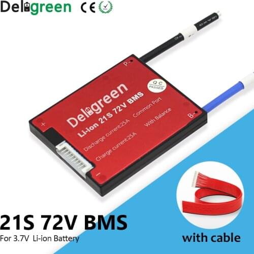 Deligreen 21S 30A 40A 50A 60A 72V PCM/PCB/BMS for 18650 lithium battery pack on tricycle bicycel scooter ebike