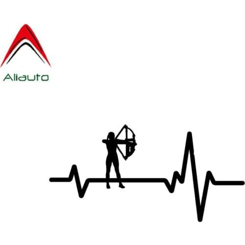 Aliauto Personality Funny Car Sticker HeartBeat Line Archery Woman Bow Arrow Vinyl Sunscreen Anti-UV Decal Black/Silver,11cm*6cm